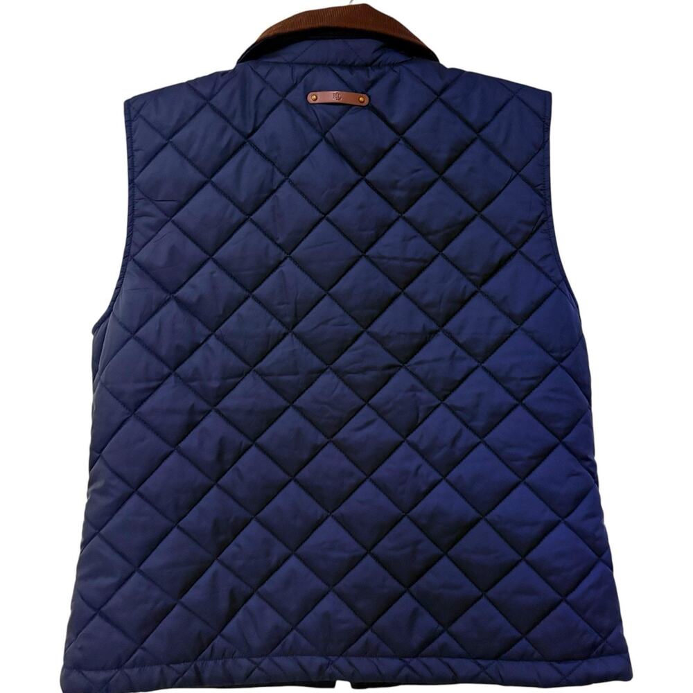 Lauren Ralph Lauren | Quited Vest Navy Zip Pockets Preppy- Size Medium - Picture 8 of 8